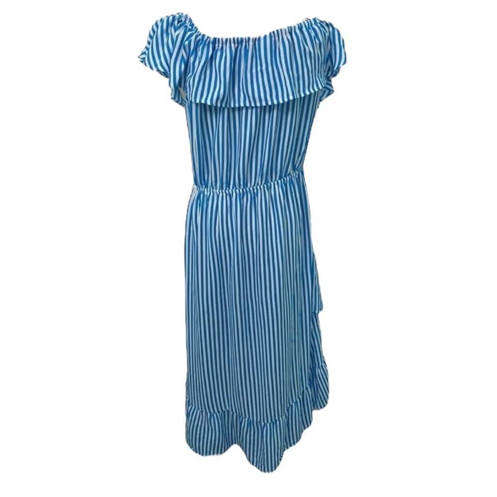 TOMMY BAHAMA NWT Palm Party Stiped Off the Shoulder Ruffle Midi Dress Size Small - Picture 5 of 11